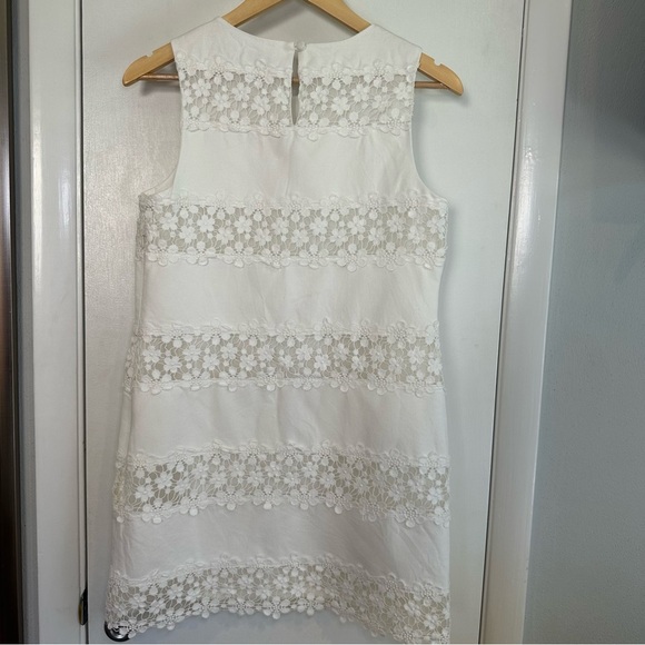 J. Crew Lace Striped Shift Dress. Color: Ivory. SIze: 4. - Picture 4 of 9